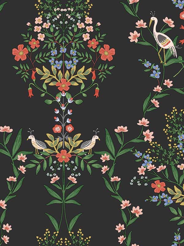Luxembourg fabric in black color - pattern number RP7329 - by Rifle Paper Co in the Rifle Paper Co Second Edition collection