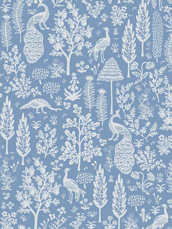 Menagerie Toile wallpaper in light blue color - pattern number RP7370 - by Rifle Paper Co in the Rifle Paper Co Second Edition collection