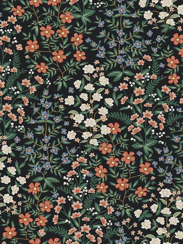 Wildwood Garden wallpaper in black and red color - pattern number RP7378 - by Rifle Paper Co in the Rifle Paper Co Second Edition collection