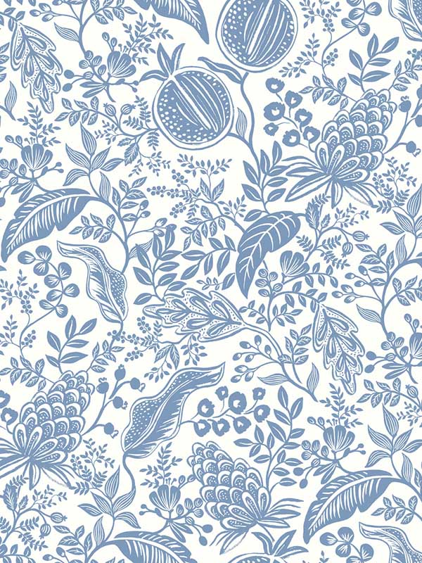 Pomegranate wallpaper in white and blue color - pattern number RP7390 - by Rifle Paper Co in the Rifle Paper Co Second Edition collection