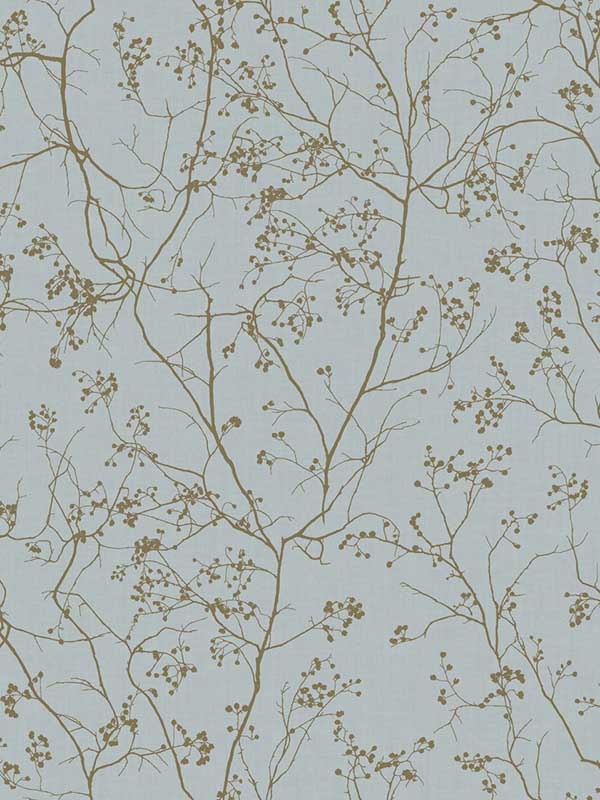 Luminous Branches fabric in blue and gold color - pattern number DD3813 - by Antonina Vella in the Dazzling Dimensions Volume II collection