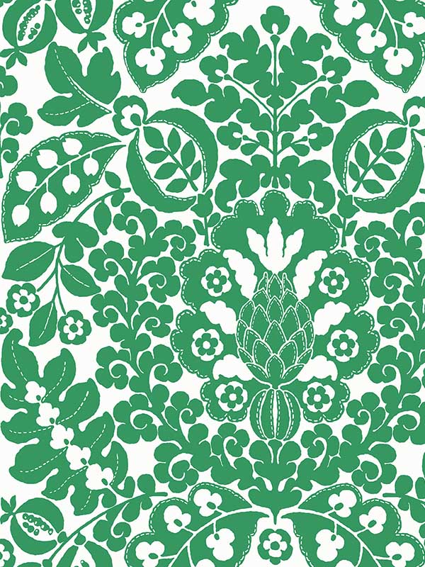 Marni Fruit Damask wallpaper in green color - pattern number 4081-26333 - by A Street Prints in the Happy collection