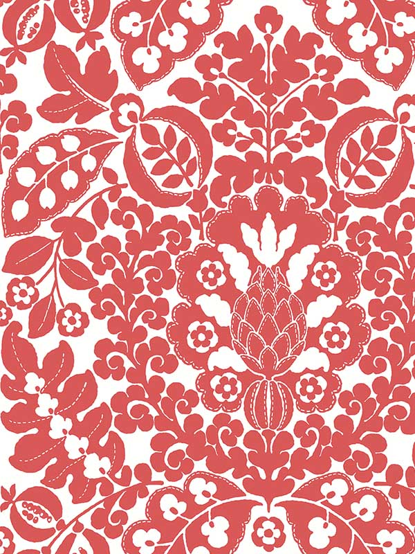Marni Fruit Damask wallpaper in red color - pattern number 4081-26336 - by A Street Prints in the Happy collection