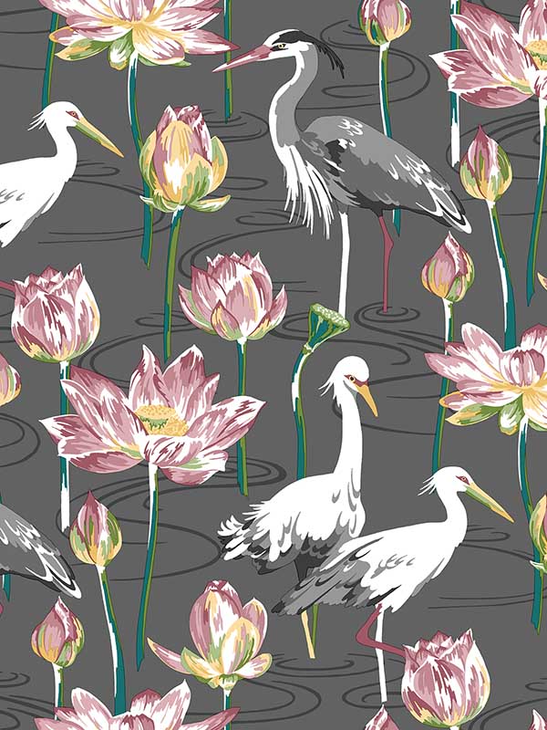 Barton Heron wallpaper in grey color - pattern number 4081-87553 - by A Street Prints in the Happy collection