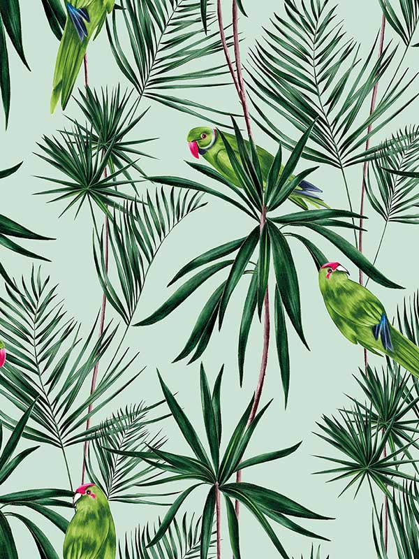 Paradise wallpaper in mint color - pattern number WLD53124W - by OhPopsi in the Wild collection