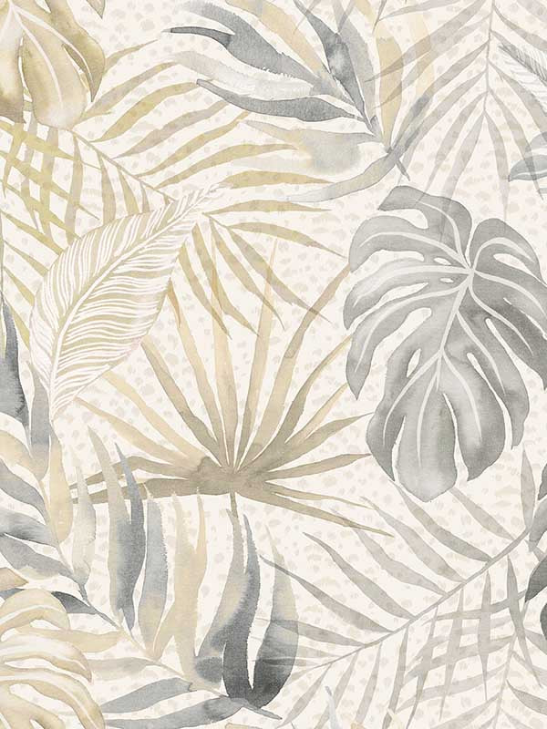 Tropica wallpaper in light grey color - pattern number WLD53130W - by OhPopsi in the Wild collection