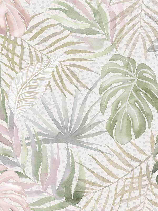 Tropica wallpaper in sage color - pattern number WLD53131W - by OhPopsi in the Wild collection