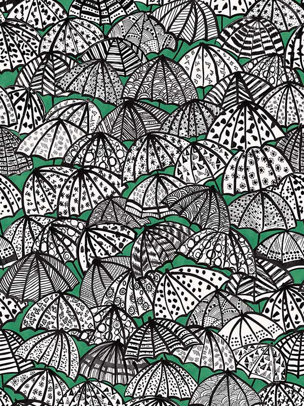 Dara Jolly Brollies fabric in green color - pattern number CEP50114W - by OhPopsi in the Concept collection