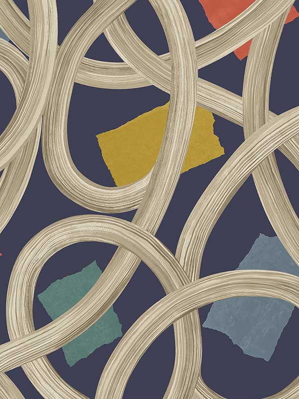Calix Twisted Geo fabric in indigo color - pattern number CEP50129W - by OhPopsi in the Concept collection