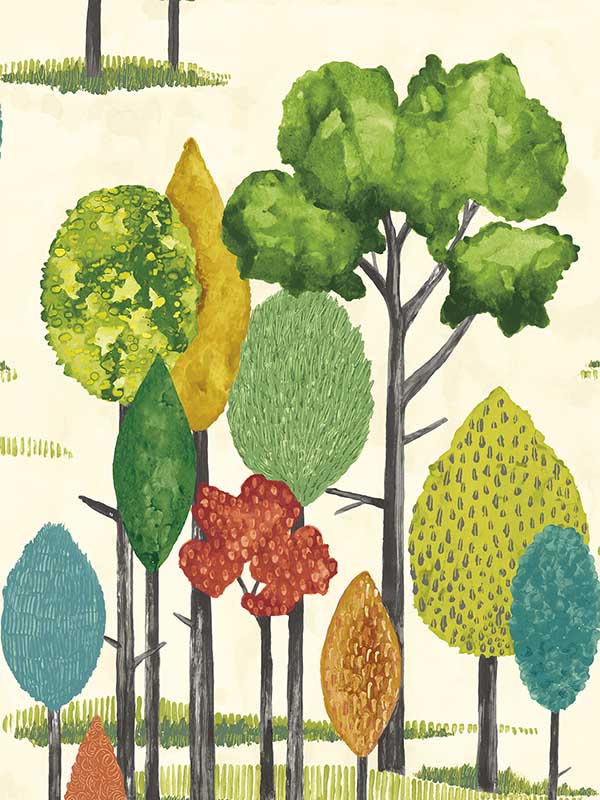 Cypress Tall Trees wallpaper in teal color - pattern number CEP50137W - by OhPopsi in the Concept collection