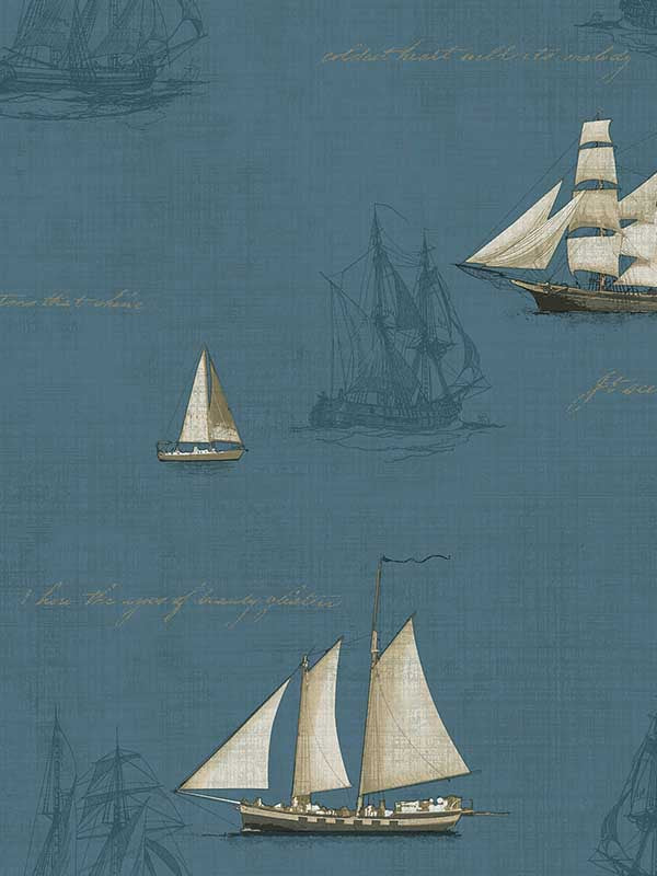 Andrew Sailboat fabric in blue color - pattern number 4041-1701 - by Advantage in the Passport collection