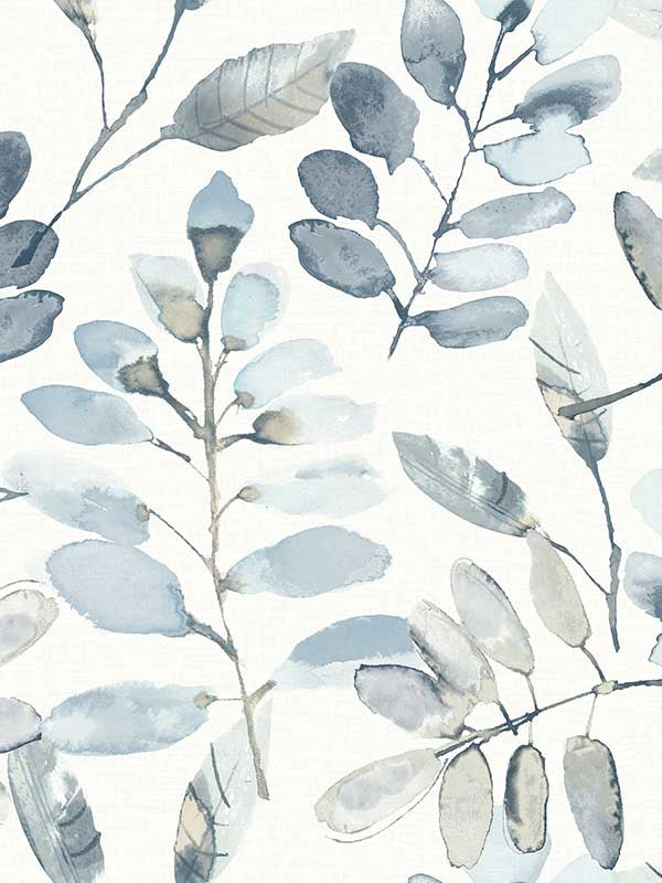 Pinnate Leaves wallpaper in blue color - pattern number 3124-13908 - by Chesapeake in the Thoreau collection
