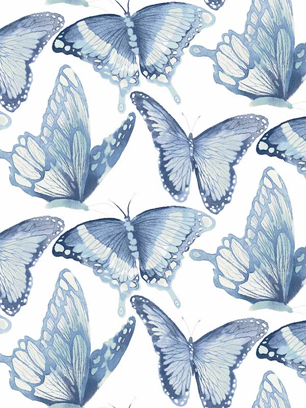 Janetta Butterfly fabric in blue color - pattern number 3124-13932 - by Chesapeake in the Thoreau collection