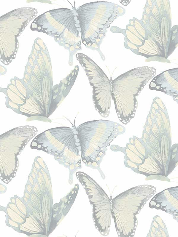 Janetta Butterfly fabric in mint color - pattern number 3124-13935 - by Chesapeake in the Thoreau collection