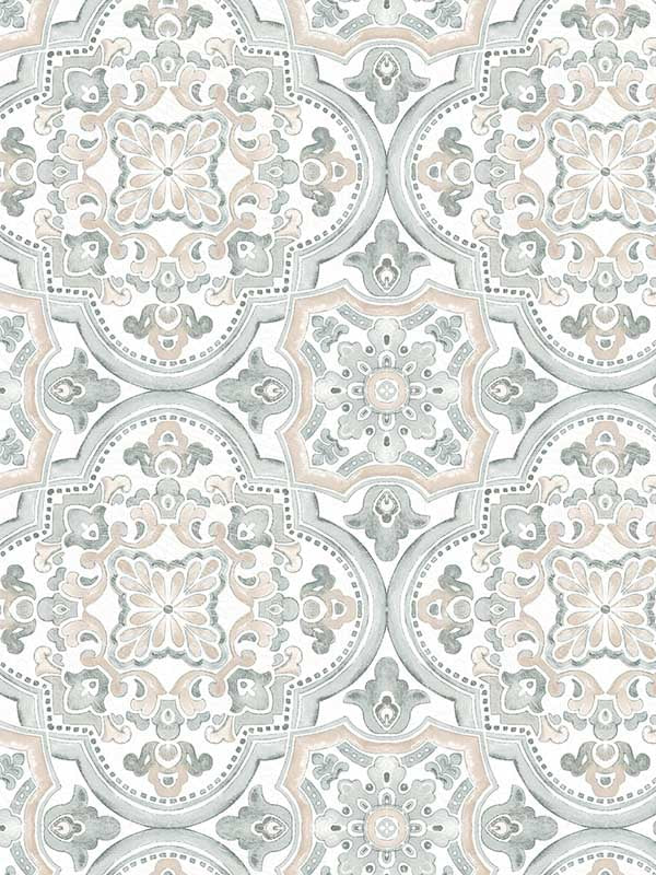 Concord Medallion wallpaper in coral color - pattern number 3124-13961 - by Chesapeake in the Thoreau collection