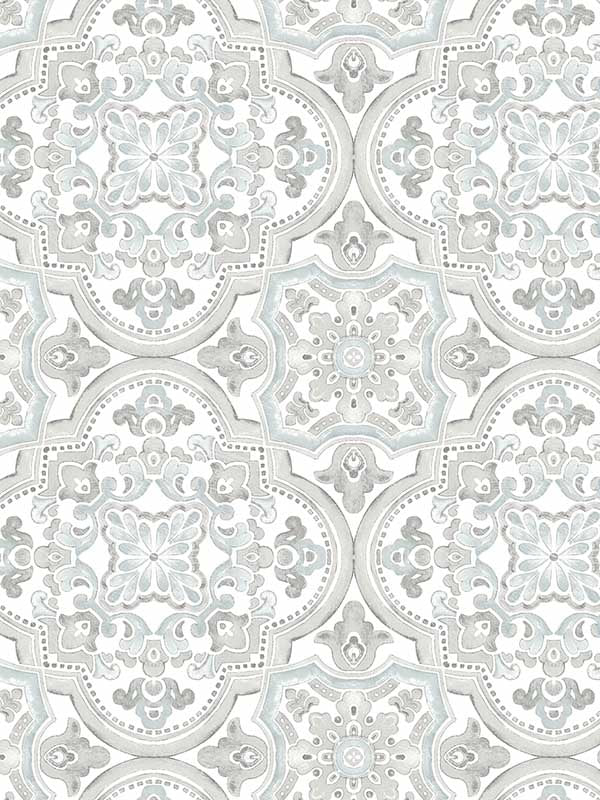 Concord Medallion wallpaper in aqua color - pattern number 3124-13963 - by Chesapeake in the Thoreau collection