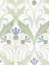 Pine Cone Ribbon fabric in green and blue metallic color - pattern number AC9173 - by Ronald Redding in the Arts and Crafts collection