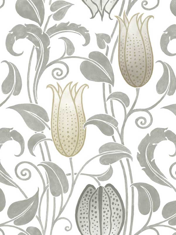 Canterbury Bells wallpaper in neutral color - pattern number AC9204 - by Ronald Redding in the Arts and Crafts collection
