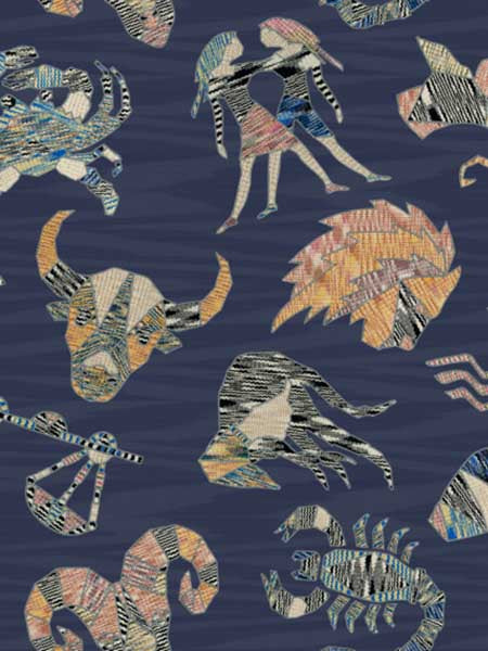 Constellations fabric in blue color - pattern number MI10353 - by York in the Missoni Home 04 collection