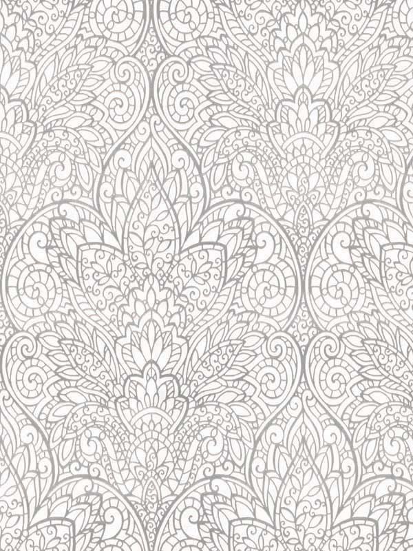 Paradise fabric in bright white and silver color - pattern number DT5011 - by Candice Olson in the After Eight collection
