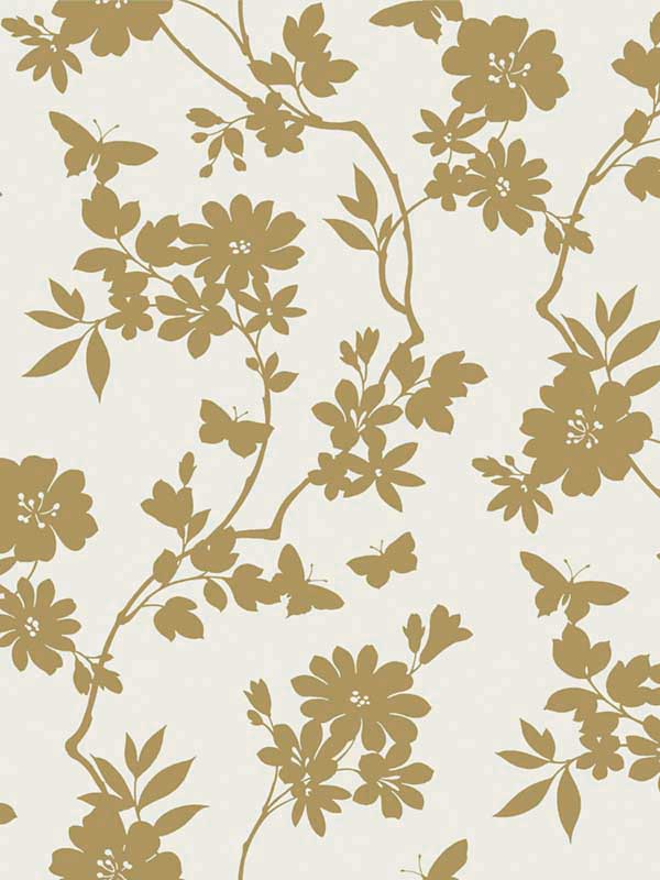 Flutter Vine fabric in white and gold color - pattern number DT5022 - by Candice Olson in the After Eight collection