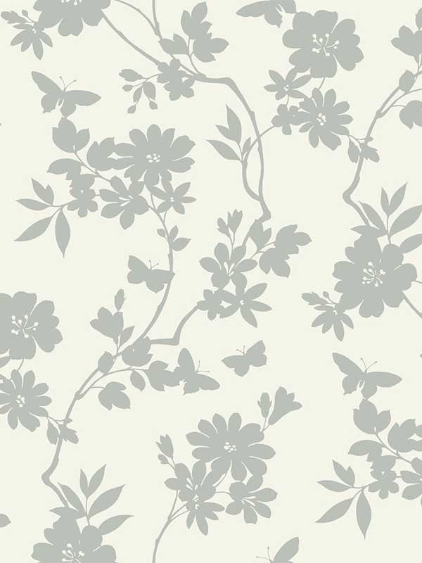Flutter Vine fabric in white and silver color - pattern number DT5023 - by Candice Olson in the After Eight collection