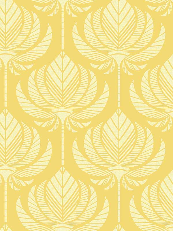 Palmier Lotus Fan fabric in yellow color - pattern number 4014-26427 - by A Street Prints in the Seychelles collection