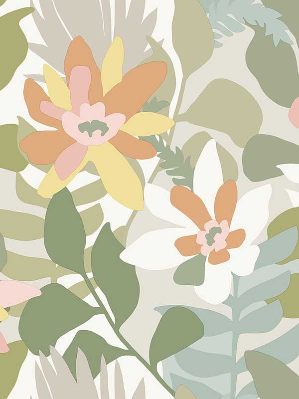 Koko Floral wallpaper in taupe color - pattern number 4014-26453 - by A Street Prints in the Seychelles collection