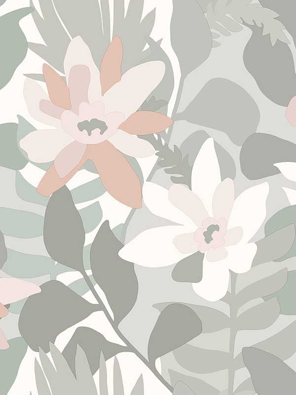 Koko Floral wallpaper in grey color - pattern number 4014-26454 - by A Street Prints in the Seychelles collection