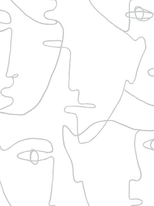 Pablo Portraits Peel and Stick fabric in silver metallic color - pattern number PSW1052RL - by York in the Risky Business Vol III Peel and Stick Wallpaper collection