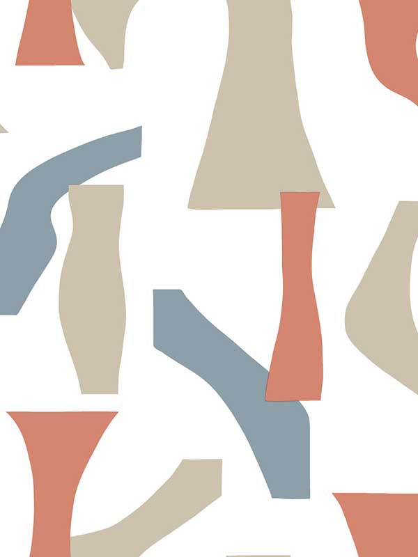 Modernist Peel and Stick fabric in coral and blue color - pattern number PSW1058RL - by York in the Risky Business Vol III Peel and Stick Wallpaper collection