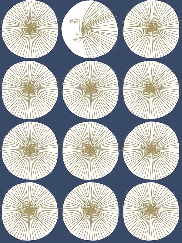 Soho Starburst Peel and Stick fabric in blue gold color - pattern number PSW1218RL - by York in the Risky Business Vol III Peel and Stick Wallpaper collection