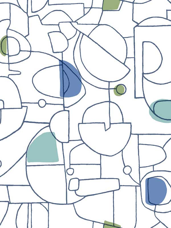 Fauvist Peel and Stick fabric in blue green color - pattern number PSW1223RL - by York in the Risky Business Vol III Peel and Stick Wallpaper collection