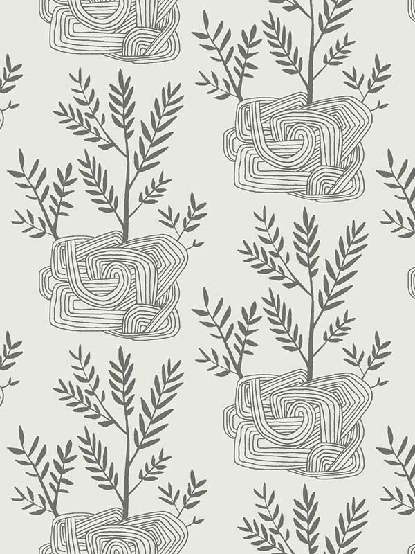 Seedlings Peel and Stick fabric in grey color - pattern number PSW1227RL - by York in the Risky Business Vol III Peel and Stick Wallpaper collection