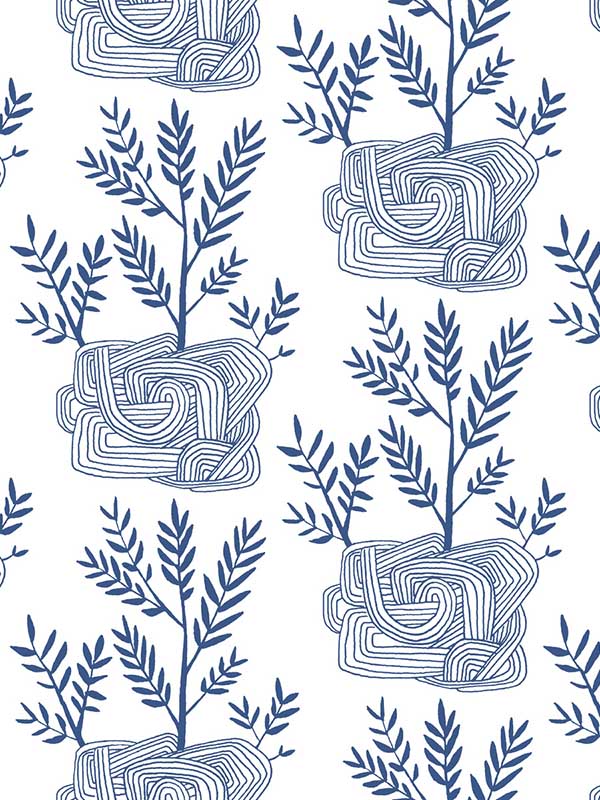 Seedlings Peel and Stick fabric in blue color - pattern number PSW1228RL - by York in the Risky Business Vol III Peel and Stick Wallpaper collection