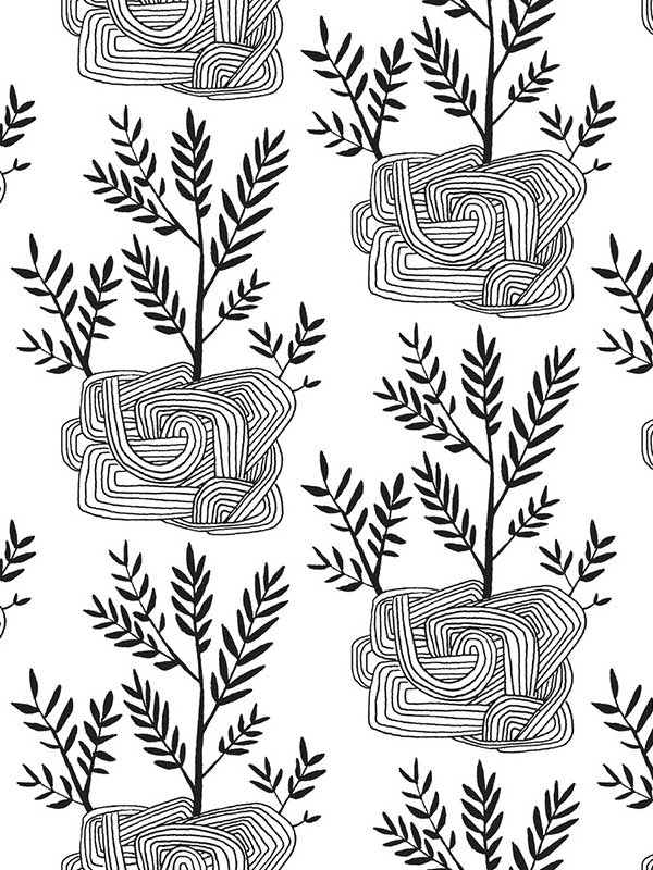 Seedlings Peel and Stick fabric in black color - pattern number PSW1229RL - by York in the Risky Business Vol III Peel and Stick Wallpaper collection