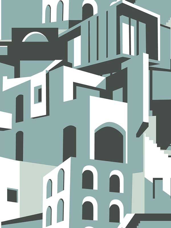 Arch Architectural Peel and Stick fabric in blue grey color - pattern number PSW1246RL - by York in the Risky Business Vol III Peel and Stick Wallpaper collection