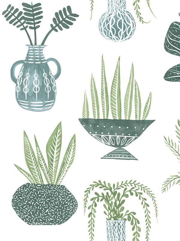 Plant Party Peel and Stick wallpaper in green color - pattern number PSW1249RL - by York in the Risky Business Vol III Peel and Stick Wallpaper collection