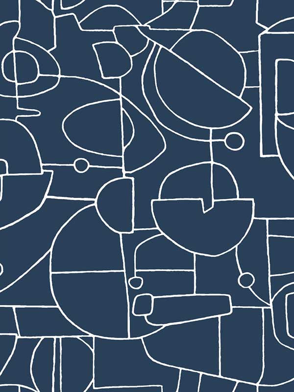 Robotics Peel and Stick fabric in navy color - pattern number PSW1263RL - by York in the Risky Business Vol III Peel and Stick Wallpaper collection