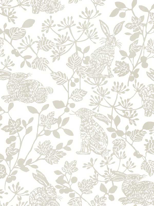 Botanical Bunnies Peel and Stick wallpaper in beige color - pattern number PSW1344RL - by York in the York Premium Peel and Stick Wildlife Wallpaper collection