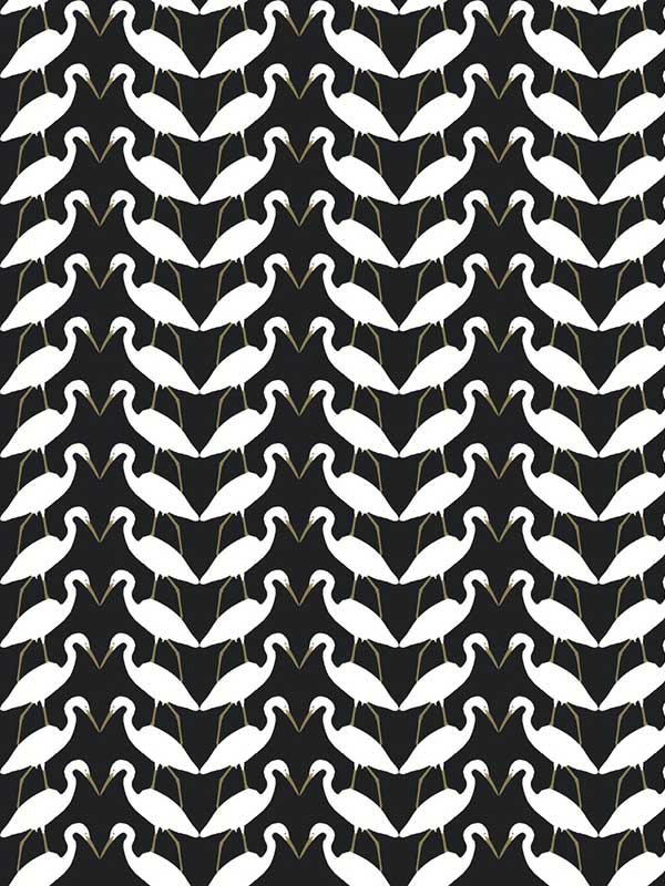 Elegant Birds Peel and Stick wallpaper in black and gold metallic color - pattern number PSW1345RL - by York in the York Premium Peel and Stick Wildlife Wallpaper collection