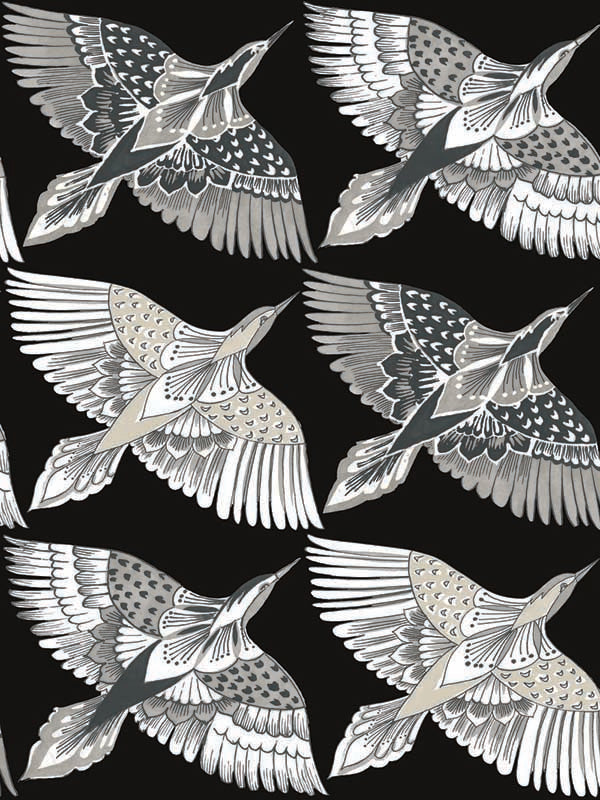 Feather Flight Peel and Stick wallpaper in black color - pattern number PSW1351RL - by York in the York Premium Peel and Stick Wildlife Wallpaper collection