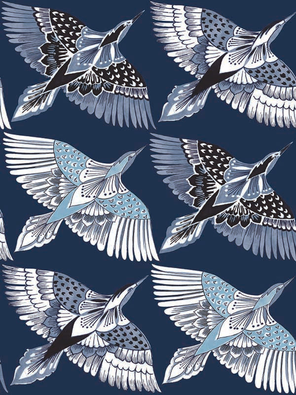 Feather Flight Peel and Stick wallpaper in blue color - pattern number PSW1352RL - by York in the York Premium Peel and Stick Wildlife Wallpaper collection