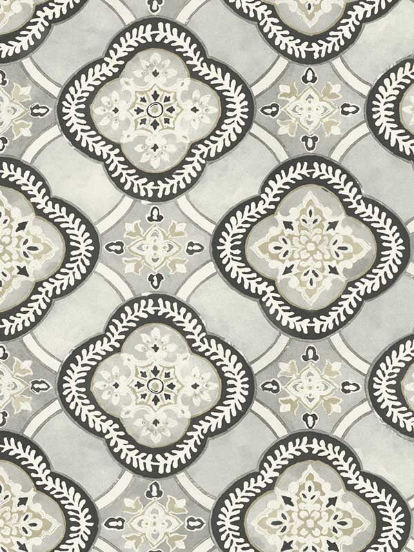 Garden Trellis fabric in onyx color - pattern number GO8213 - by York in the Greenhouse collection
