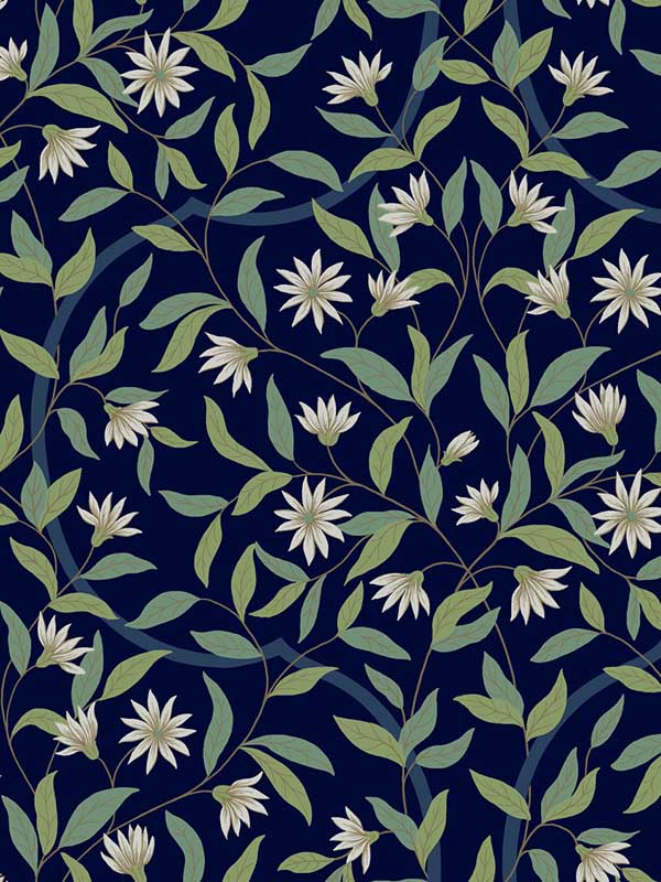Jasmine fabric in blue metallic color - pattern number GO8251 - by York in the Greenhouse collection