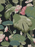 Lotus Pond wallpaper in black and pink color - pattern number GO8292 - by York in the Greenhouse collection