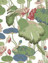Lotus Pond fabric in green and pink color - pattern number GO8293 - by York in the Greenhouse collection