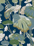 Lotus Pond fabric in navy metallic color - pattern number GO8295 - by York in the Greenhouse collection