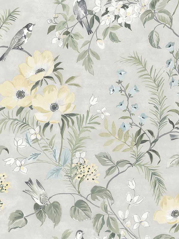Frederique Bloom fabric in grey color - pattern number 4072-70001 - by Chesapeake in the Delphine collection