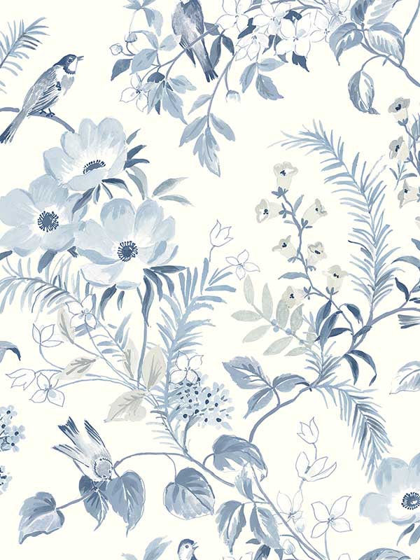 Frederique Floral fabric in blue color - pattern number 4072-70004 - by Chesapeake in the Delphine collection